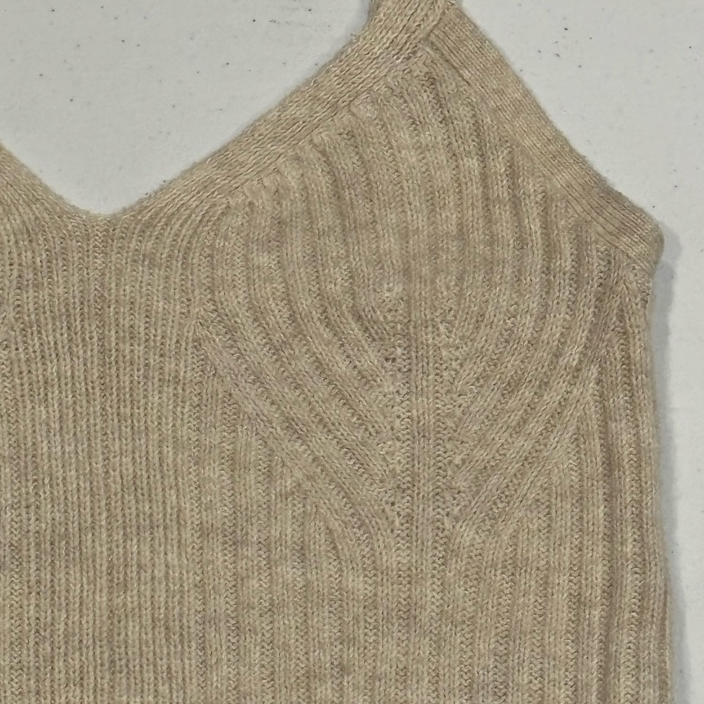 Auden Heather Beige Knit Cropped Tank Top, Size XS - Picture 2 of 5